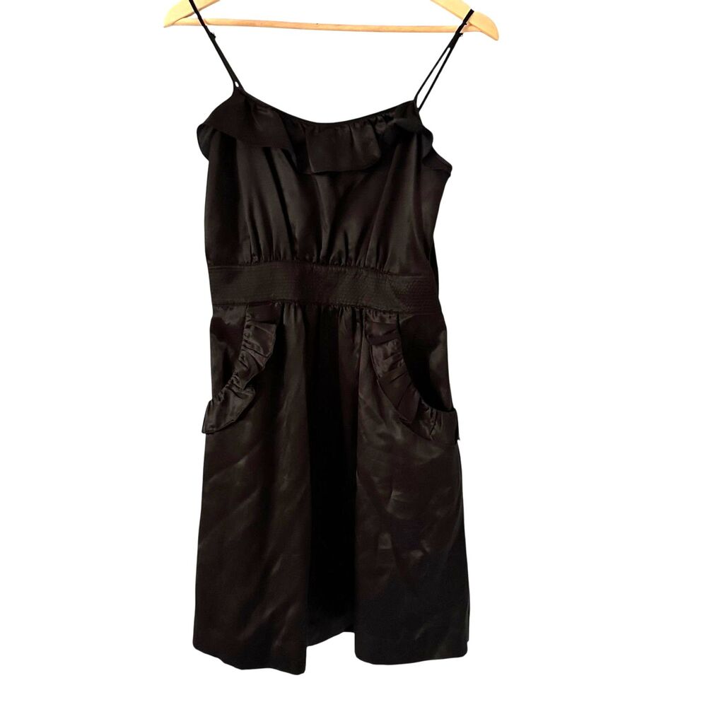 Marc by Marc Jacobs Black Silk Blend Knee Length‎ Slip Dress Ruffles Pleats 4